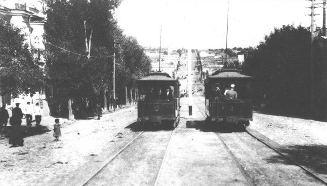 Курские трамваи в начале XX века на улице Херсонской (ул. Дзержинского)